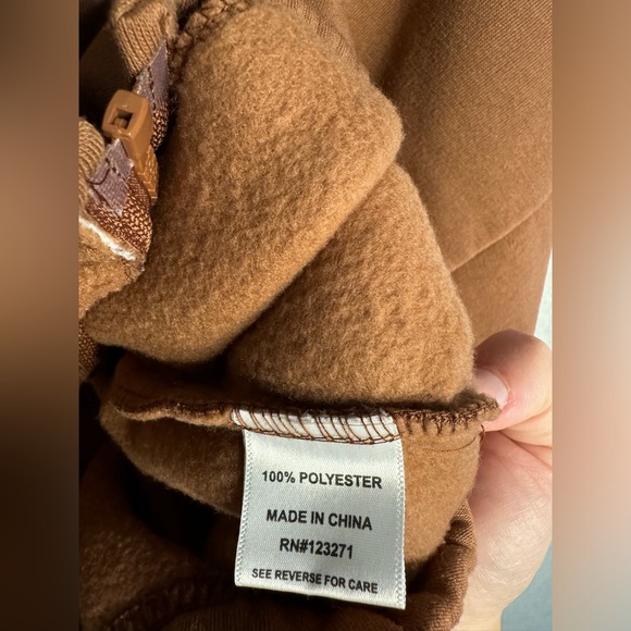 Stella Viva Cropped Full Zip Brown Hoodie Woman’s XL Neutral Boho Minimalist - Picture 7 of 9